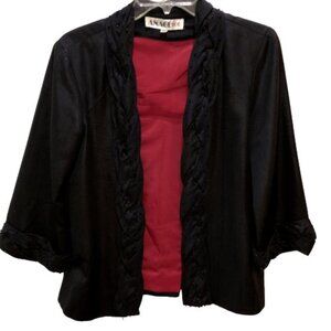 Anage Too Black Open Front Beaded Dress Jacket